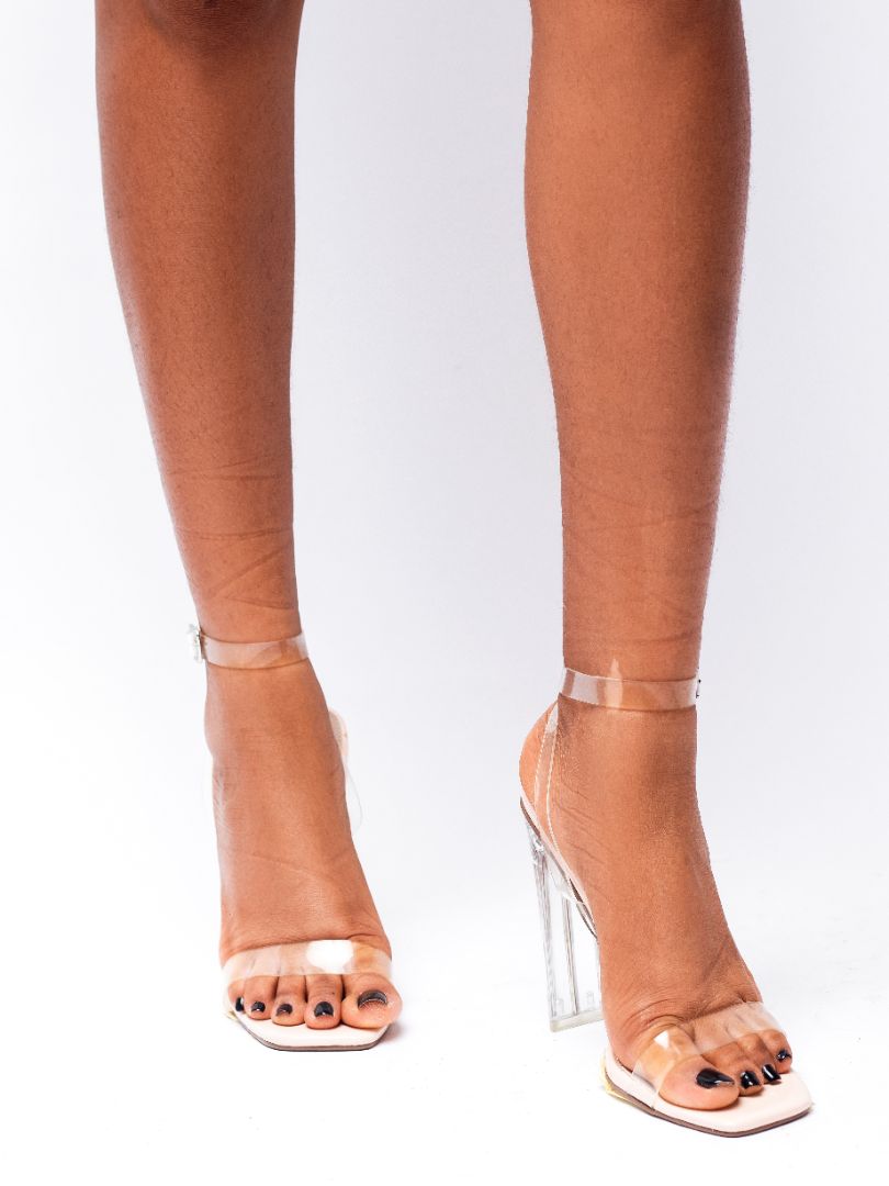 Nude Square Toe Heels