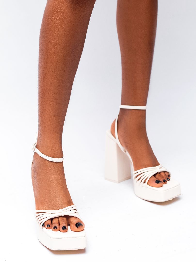 Boujee Ecru White PU Heels