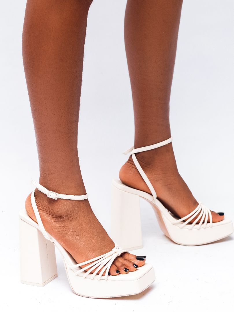 Boujee Ecru White PU Heels