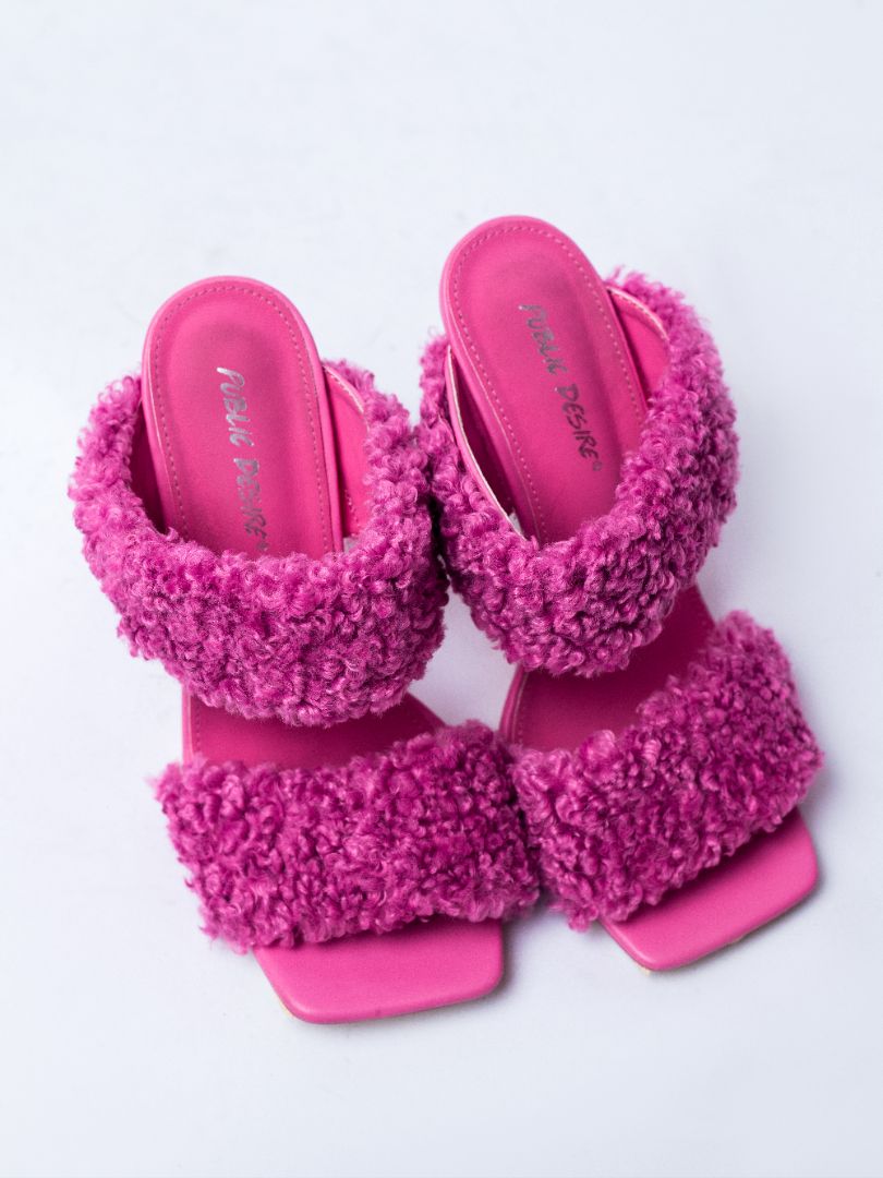 Pink Faux Fur Heels