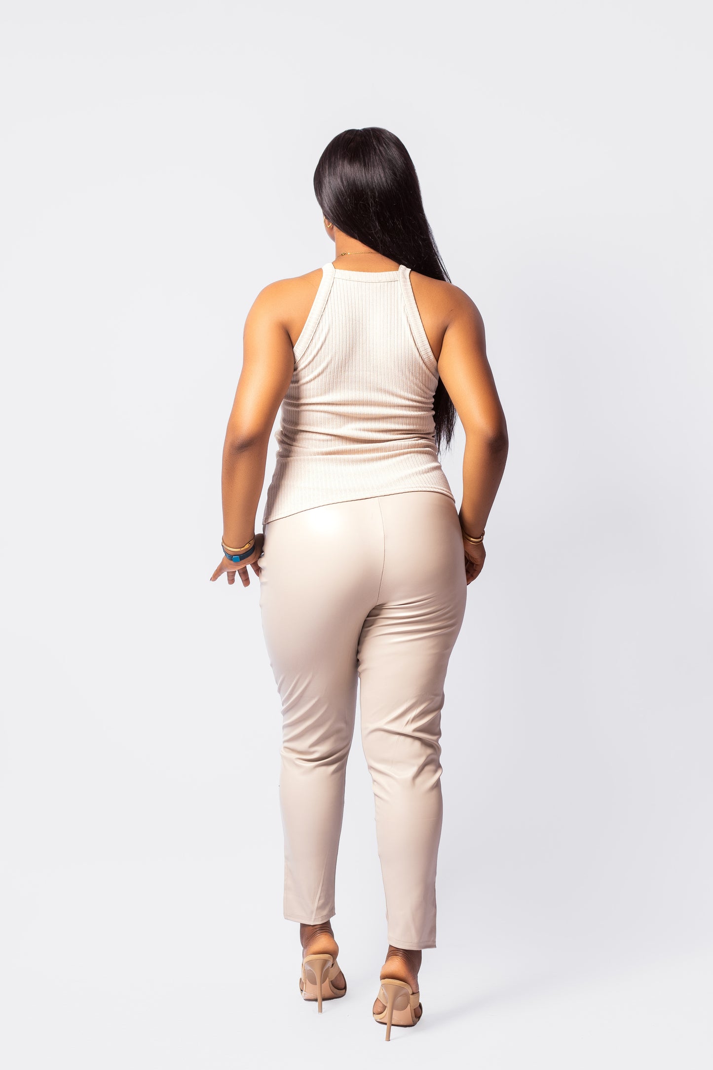 PU Side Split Trousers