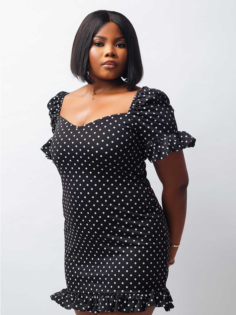 Polka Dot Square Neck Dress