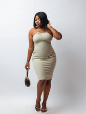 Ribbed Halterneck Midi Dress