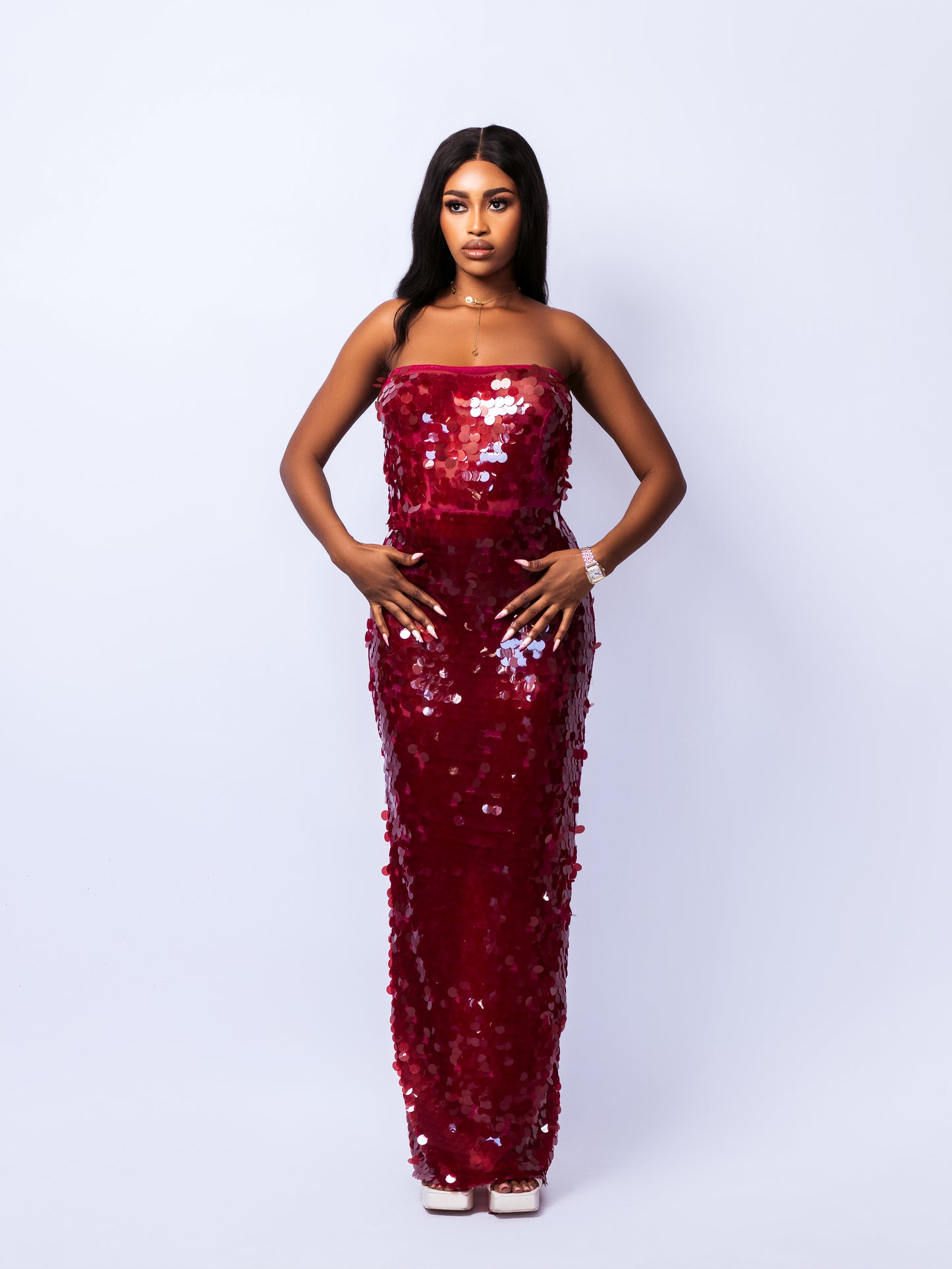 Red Sequin Maxi Dress