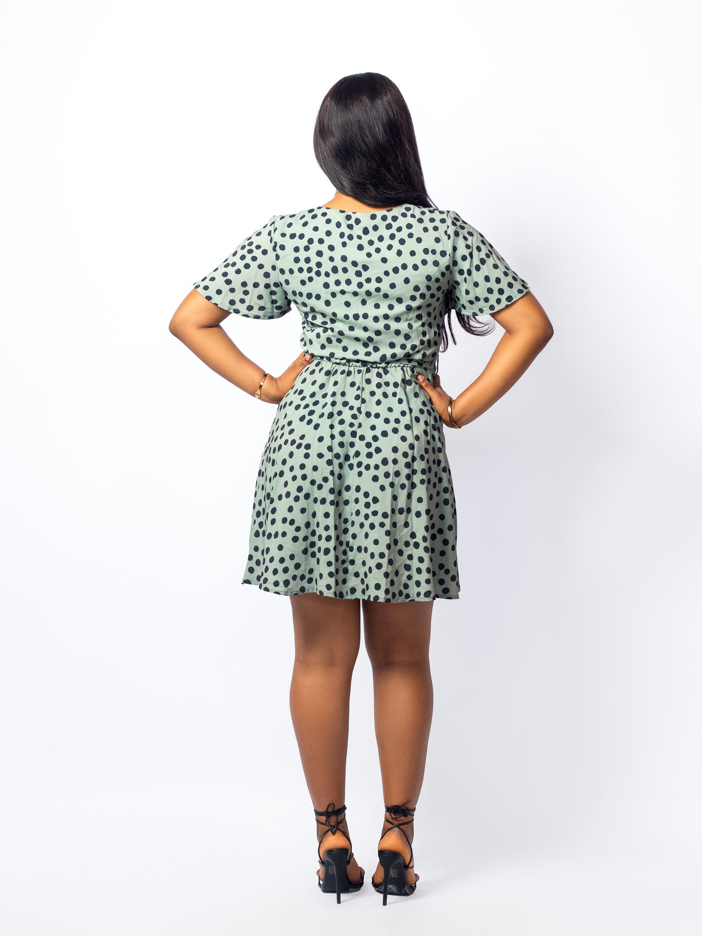 Short Polka Khaki Dress