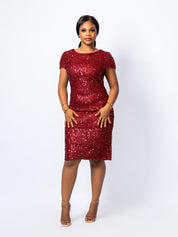 Tinsel Shift Red Dress
