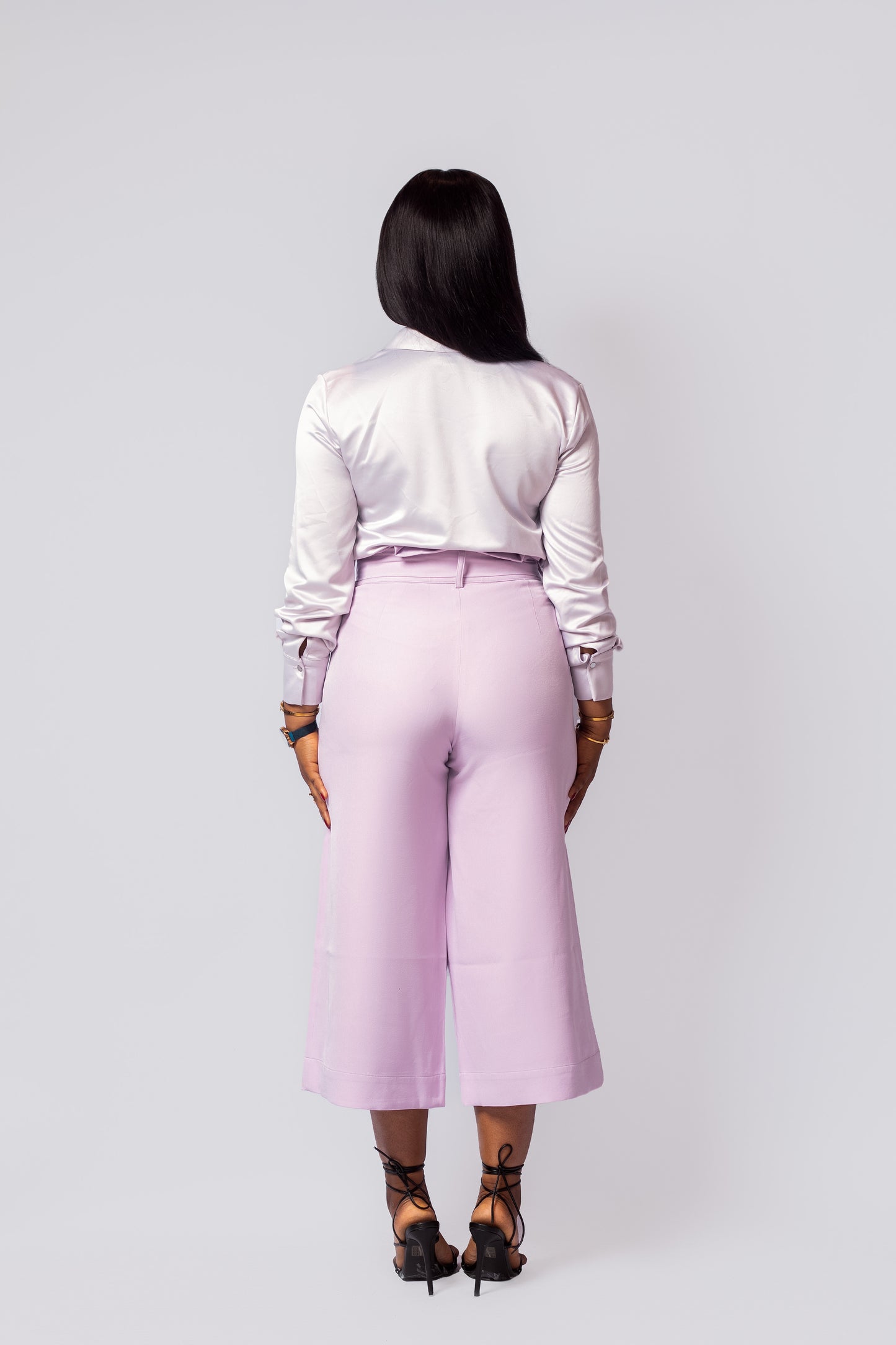 Lilac Wide Leg Belted Trousers