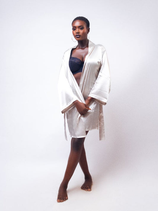 Silver Satin Robe