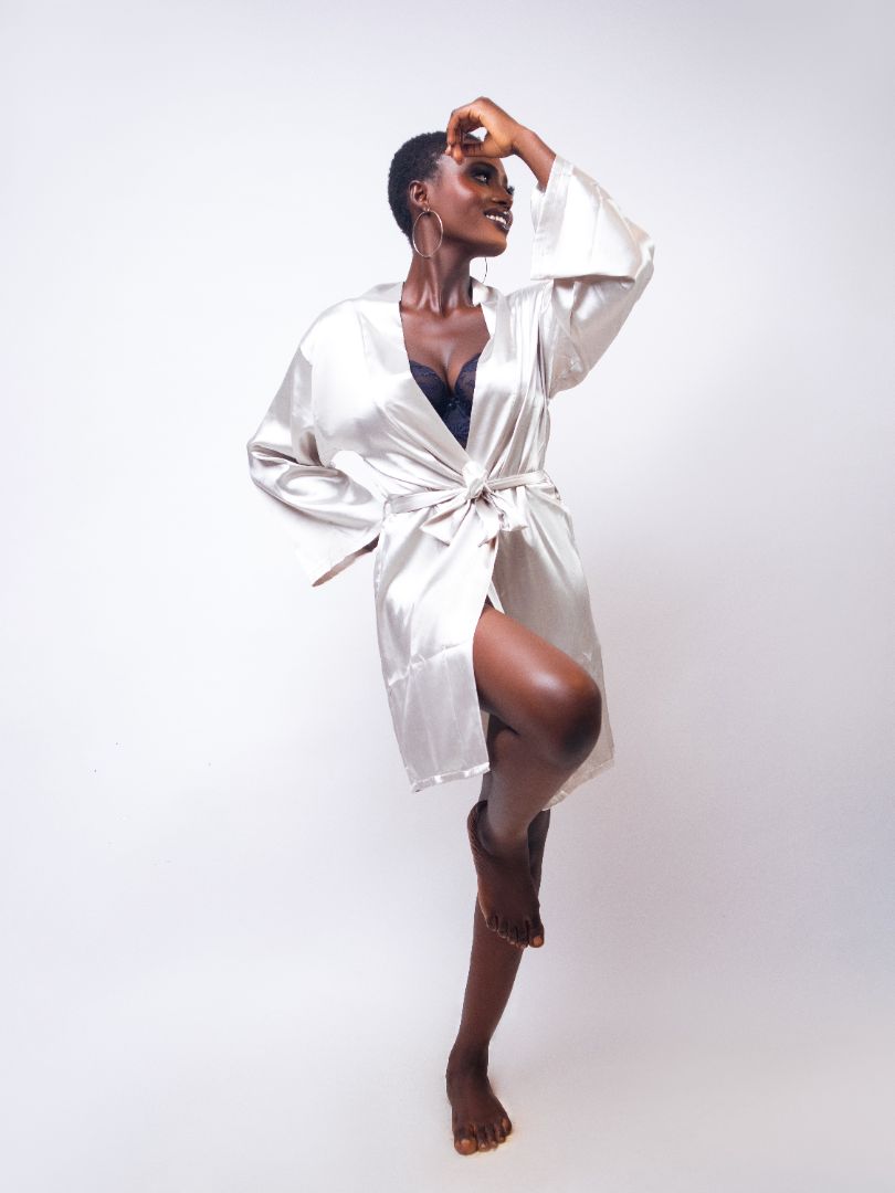 Silver Satin Robe