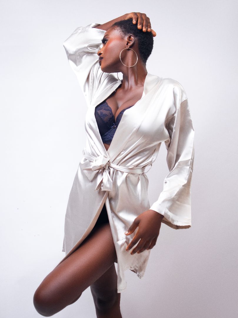 Silver Satin Robe