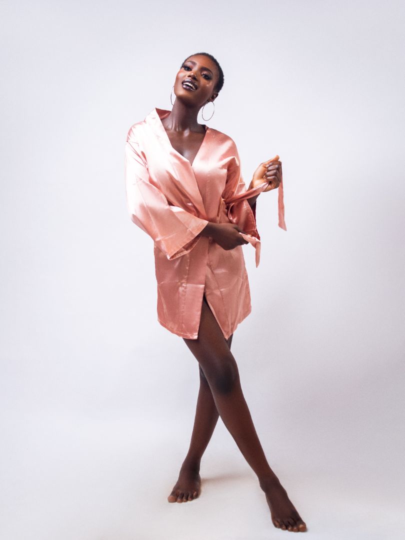 Dusty Pink Satin Robe