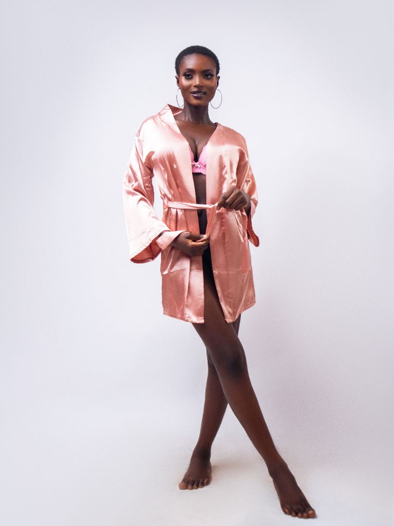 Dusty Pink Satin Robe