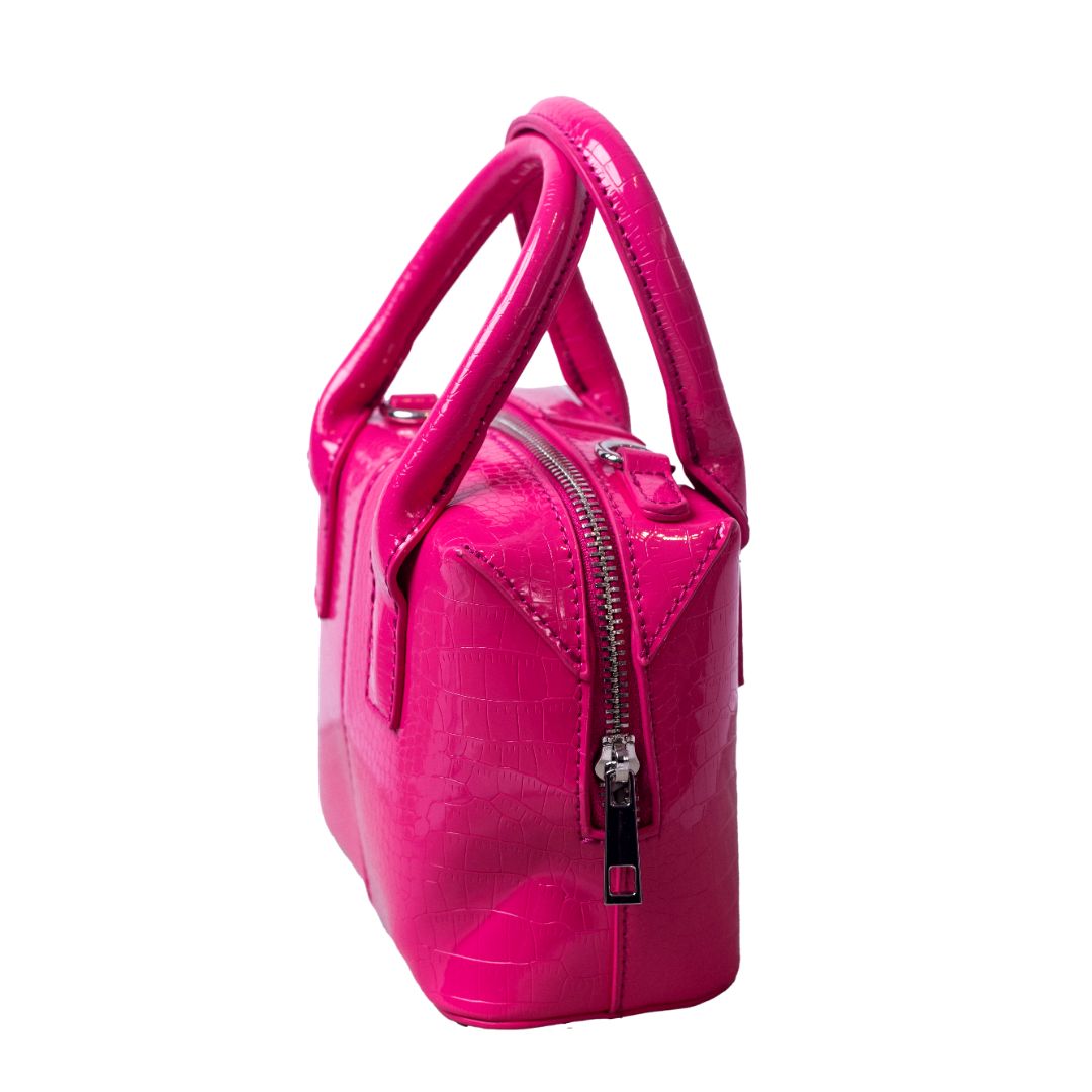 Bright Pink Croc Handbag