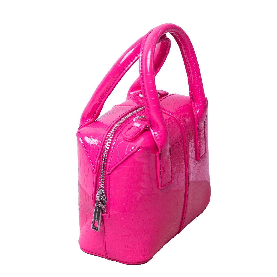 Bright Pink Croc Handbag