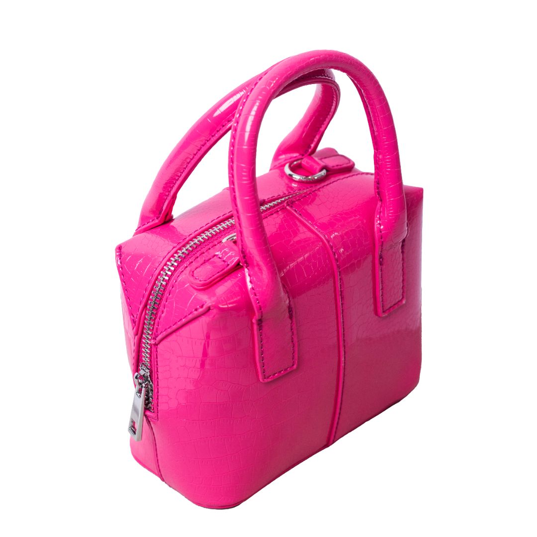 Bright Pink Croc Handbag