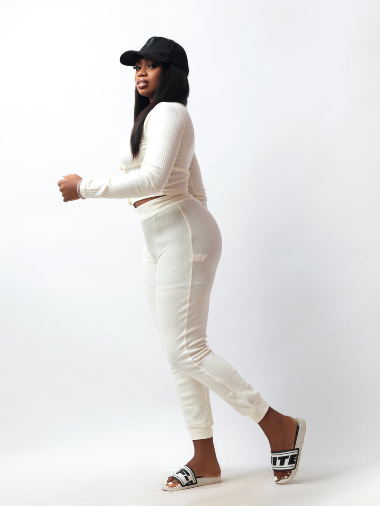 Cream Ribbed Knit Co-ord